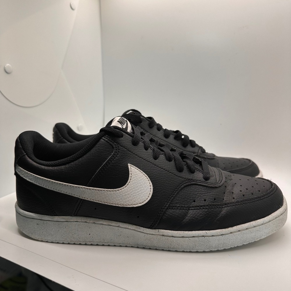 Nike Court Vision Low Sneakers Black White Leather Athletic Sneaker Shoes 10.5 - Picture 9 of 12